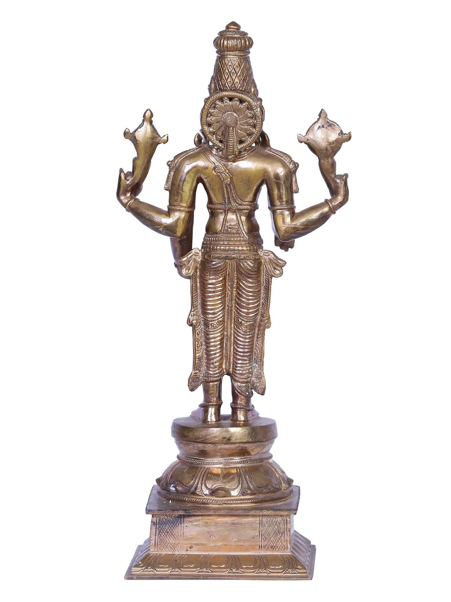 13" Bronze Standing Lord Vishnu Panchaloha Bronze Statue from Swamimalai | Madhuchista Vidhana (Lost-Wax)