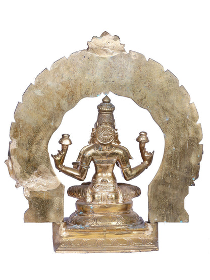 12" Bronze Goddess Lakshmi With Kirtimukha Throne | Handmade | Madhuchista Vidhana (Lost-Wax) | Panchaloha Bronze From Swamimalai