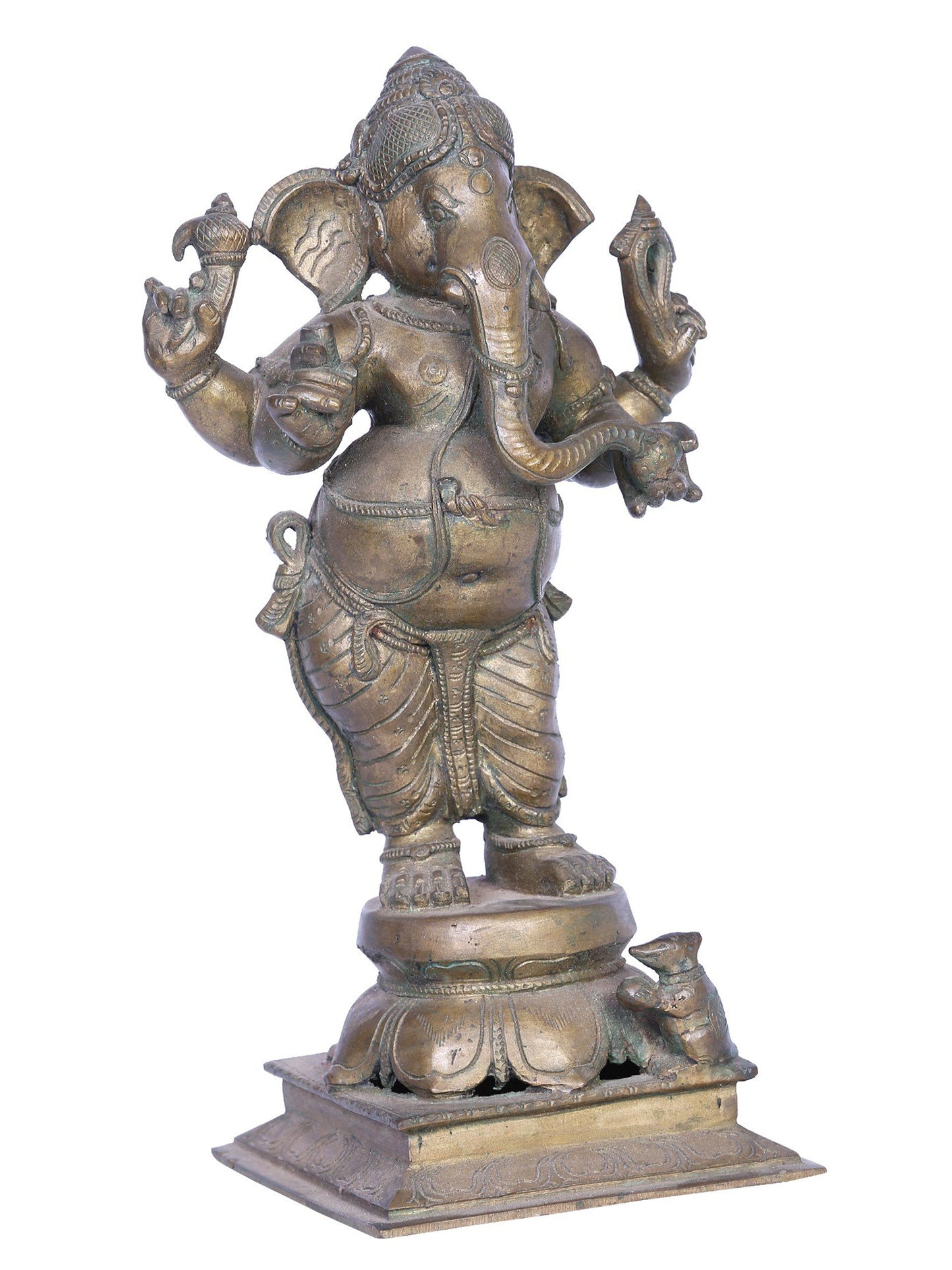 12" Bronze Standing Lord Ganesha Statue | Handmade | Madhuchista Vidhana (Lost-Wax) | Panchaloha Bronze Statue From Swamimalai