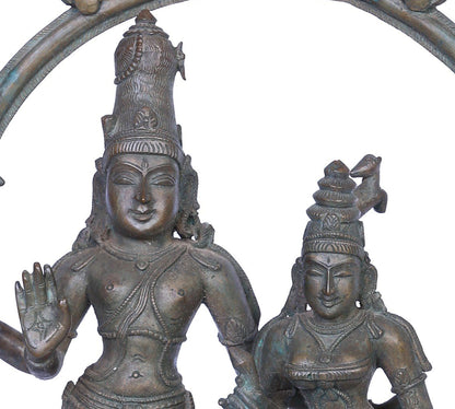 14" Lord Shiva with Goddess Parvati Bronze Statue | Handmade | Madhuchista Vidhana (Lost-Wax) | Panchaloha Bronze from Swamimalai