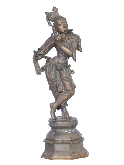 14" Handmade Bronze Lord Krishna Statue | Handmade Idol | Panchaloha Bronze from Swamimalai