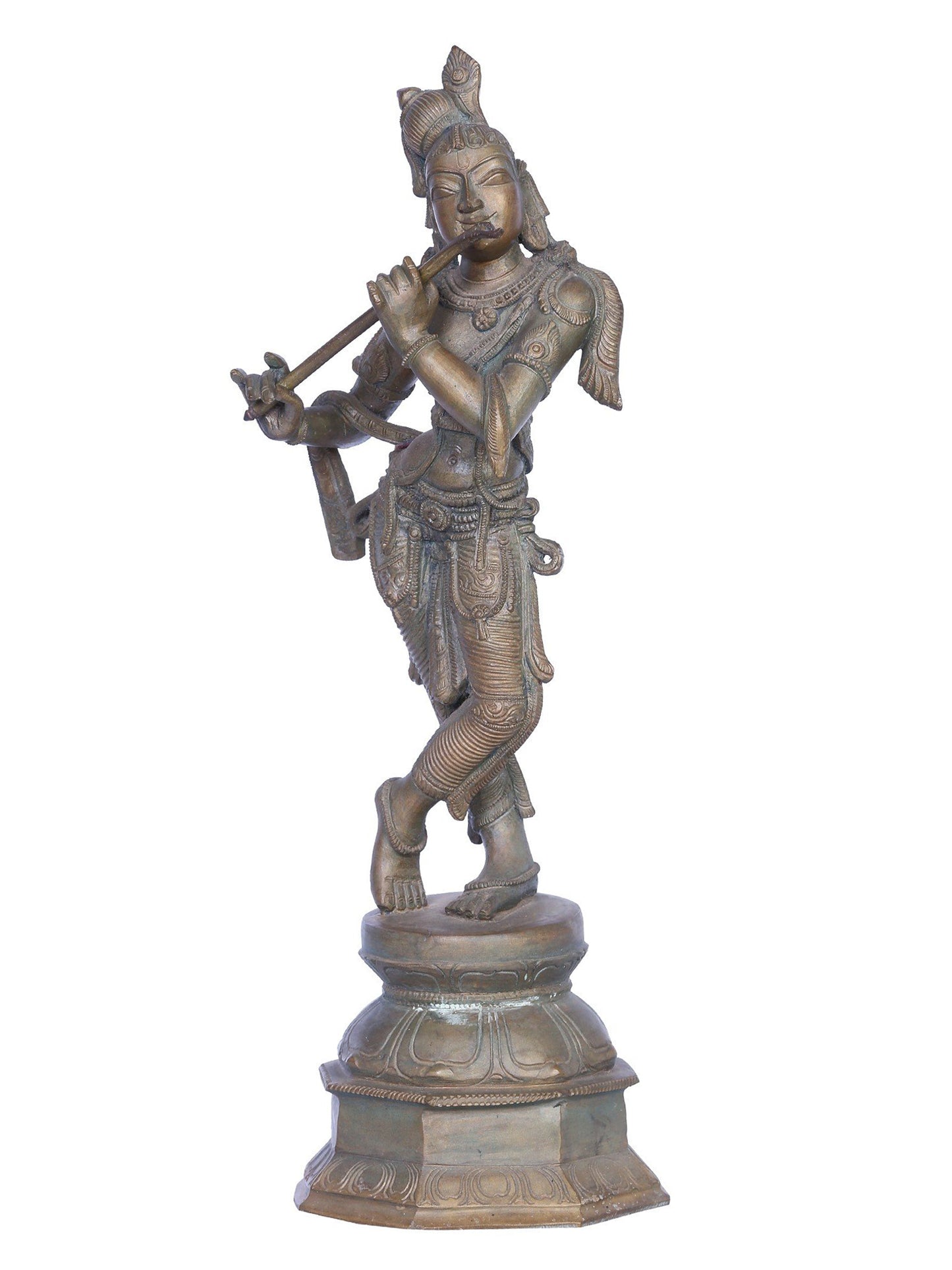 14" Handmade Bronze Lord Krishna Statue | Handmade Idol | Panchaloha Bronze from Swamimalai