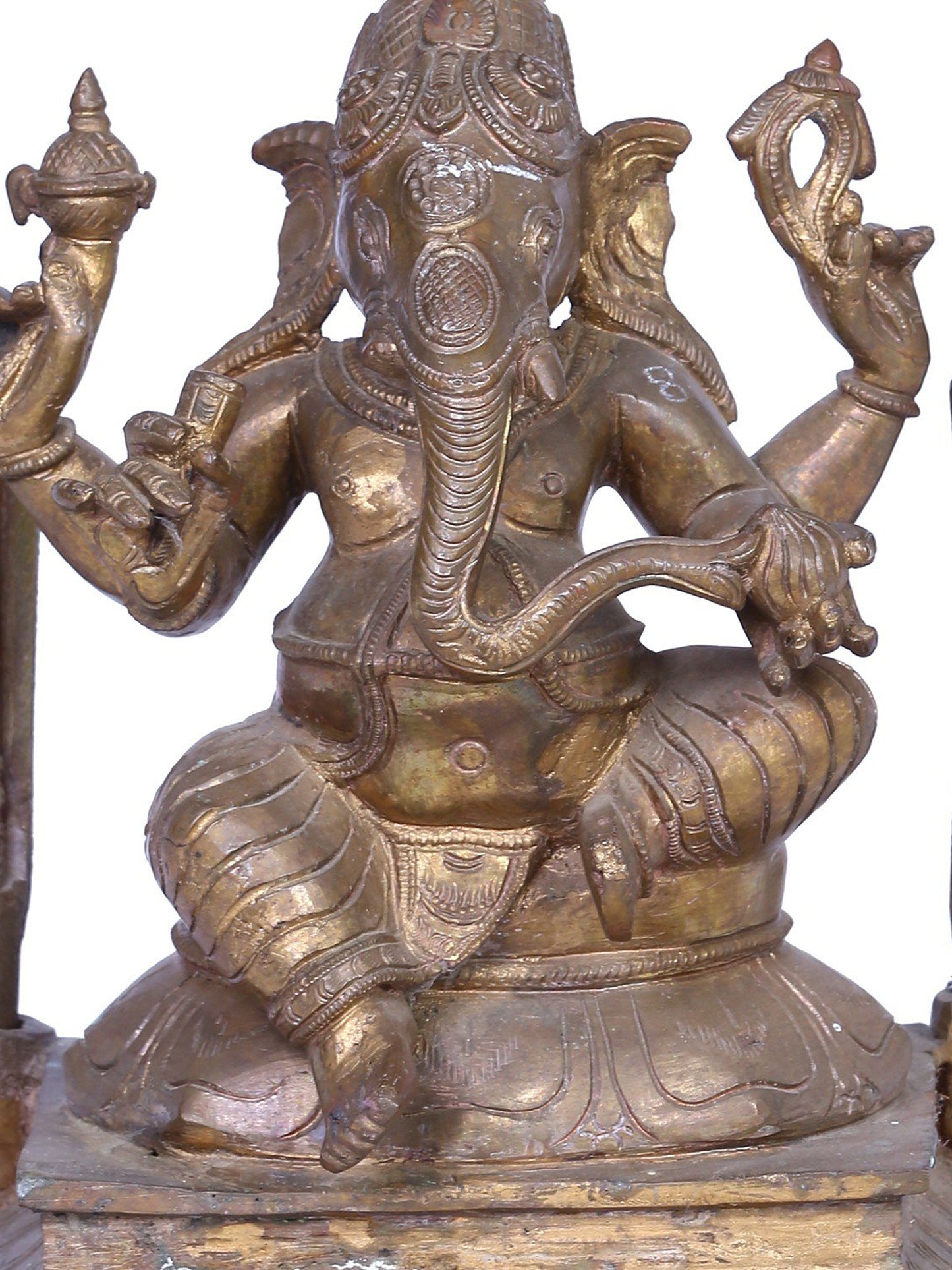 12" Bronze Lord Ganesha Seated on Throne | Handmade Idol | Madhuchista Vidhana (Lost-Wax) | Panchaloha Bronze from Swamimalai