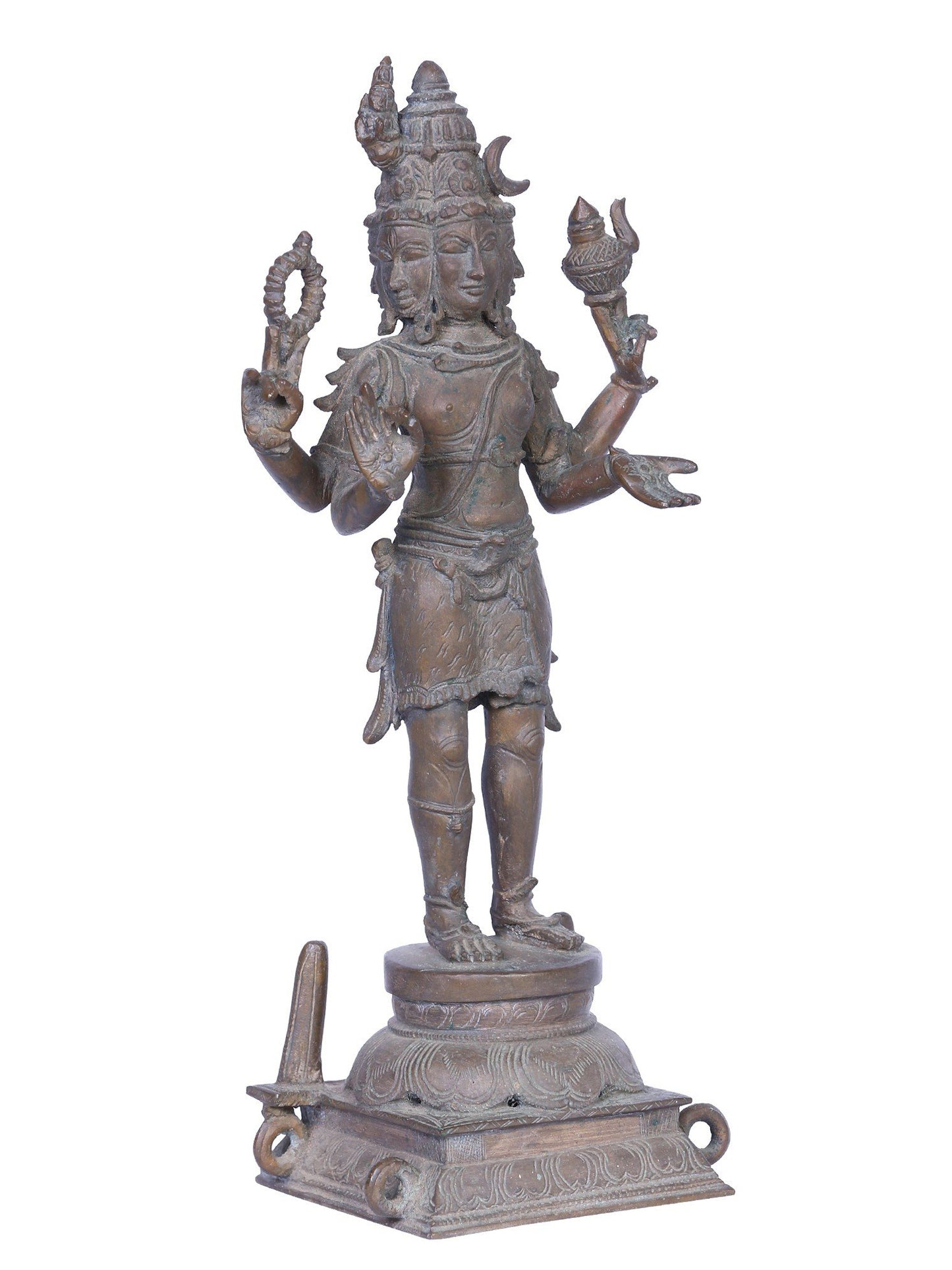 12" Standing Lord Brahma Ji | Handmade | Madhuchista Vidhana (Lost-Wax) | Panchaloha Bronze from Swamimalai