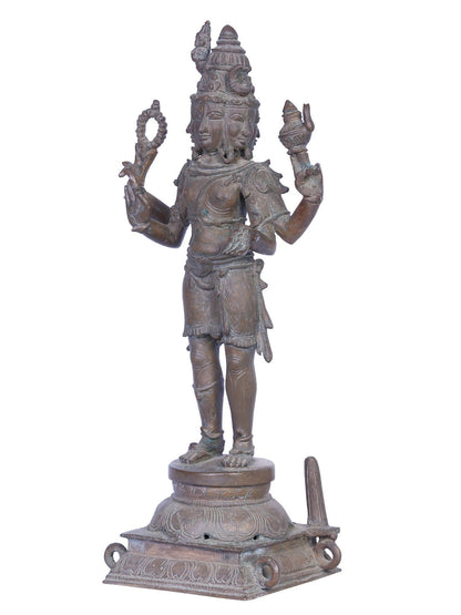 12" Standing Lord Brahma Ji | Handmade | Madhuchista Vidhana (Lost-Wax) | Panchaloha Bronze from Swamimalai