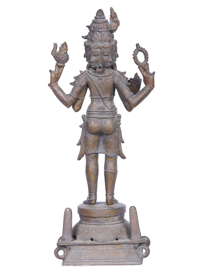 12" Standing Lord Brahma Ji | Handmade | Madhuchista Vidhana (Lost-Wax) | Panchaloha Bronze from Swamimalai