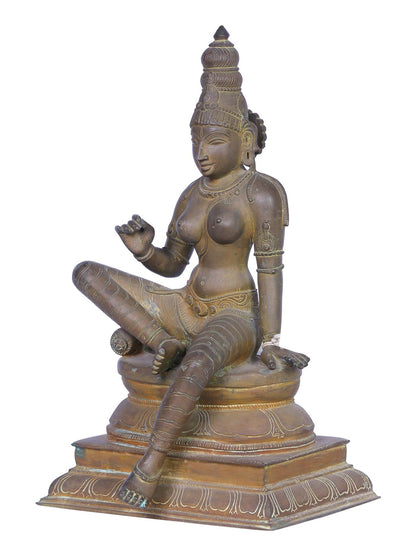 12" Devi Uma (Bhoga Shakti) | Handmade Idol | Madhuchista Vidhana (Lost-Wax) | Panchaloha Bronze from Swamimalai