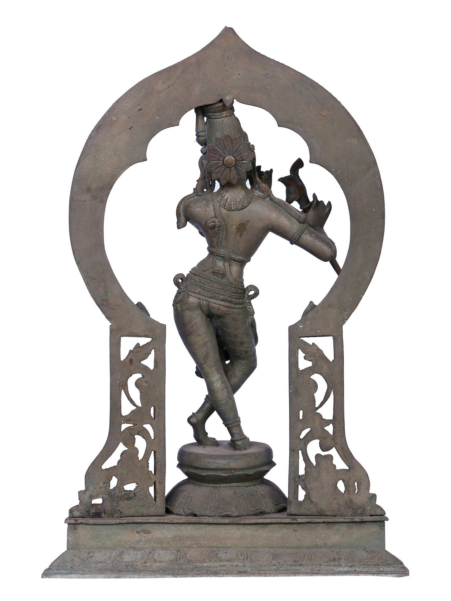 16" Lord Krishna Bronze Idol with Arch | Handmade | Madhuchista Vidhana (Lost-Wax) | Panchaloha Bronze from Swamimalai