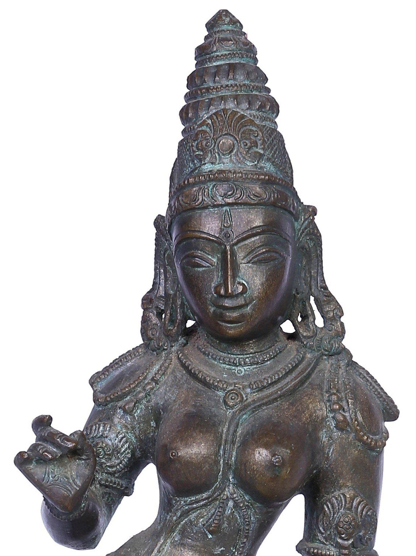 15" Devi Parvati (Devi Uma) | Handmade | Madhuchista Vidhana (Lost-Wax) | Panchaloha Bronze Statue From Swamimalai