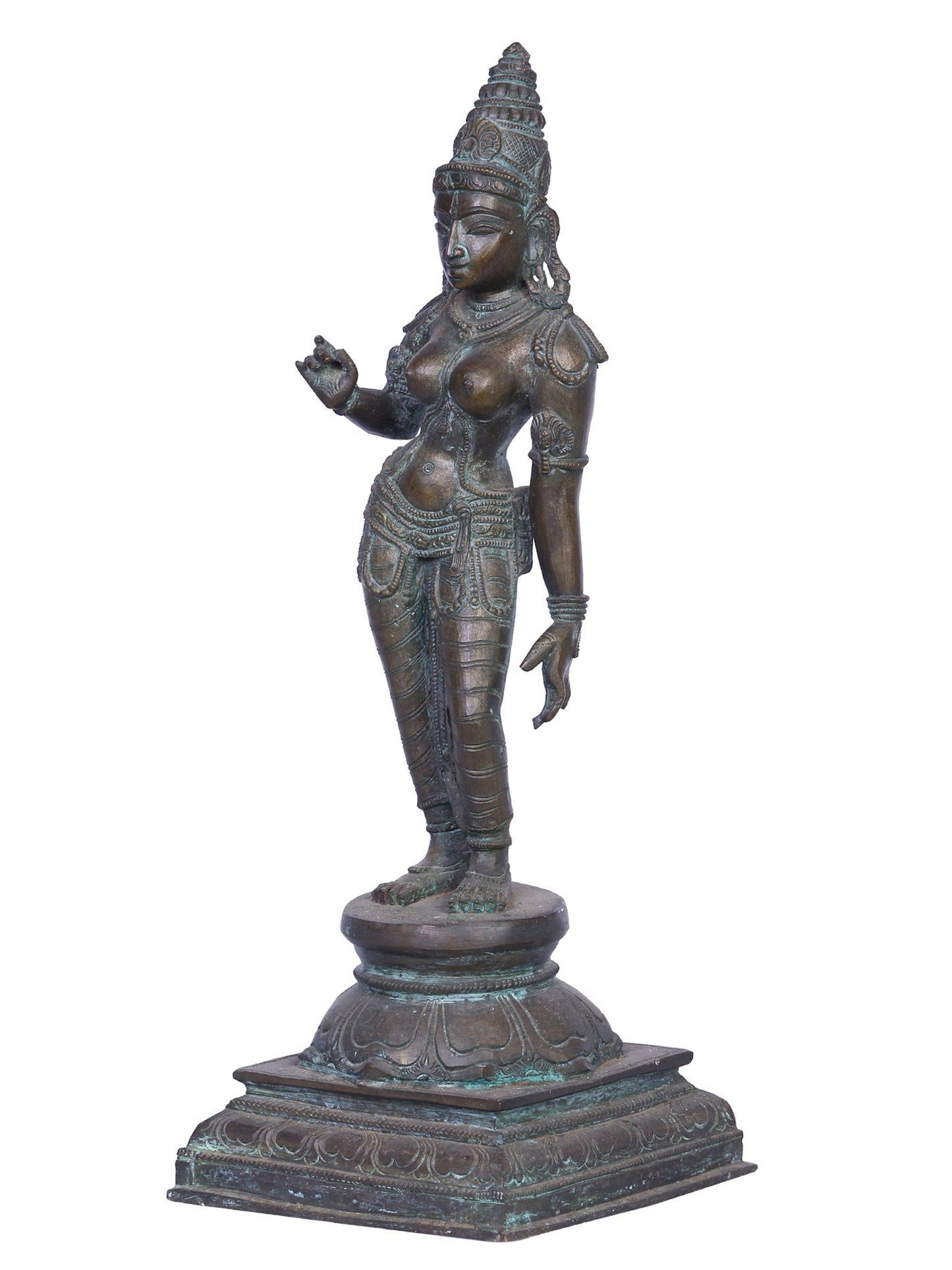 15" Devi Parvati (Devi Uma) | Handmade | Madhuchista Vidhana (Lost-Wax) | Panchaloha Bronze Statue From Swamimalai