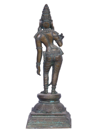 15" Devi Parvati (Devi Uma) | Handmade | Madhuchista Vidhana (Lost-Wax) | Panchaloha Bronze Statue From Swamimalai