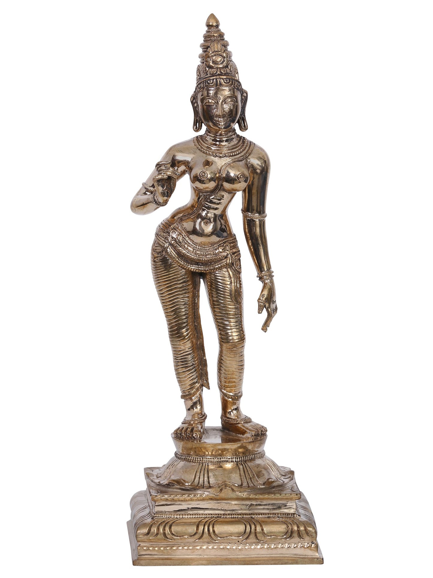 12" Bronze Goddess Standing Parvati Swaroop (Sivagami) | Handmade | Madhuchista Vidhana (Lost-Wax) | Panchaloha Bronze from Swamimalai