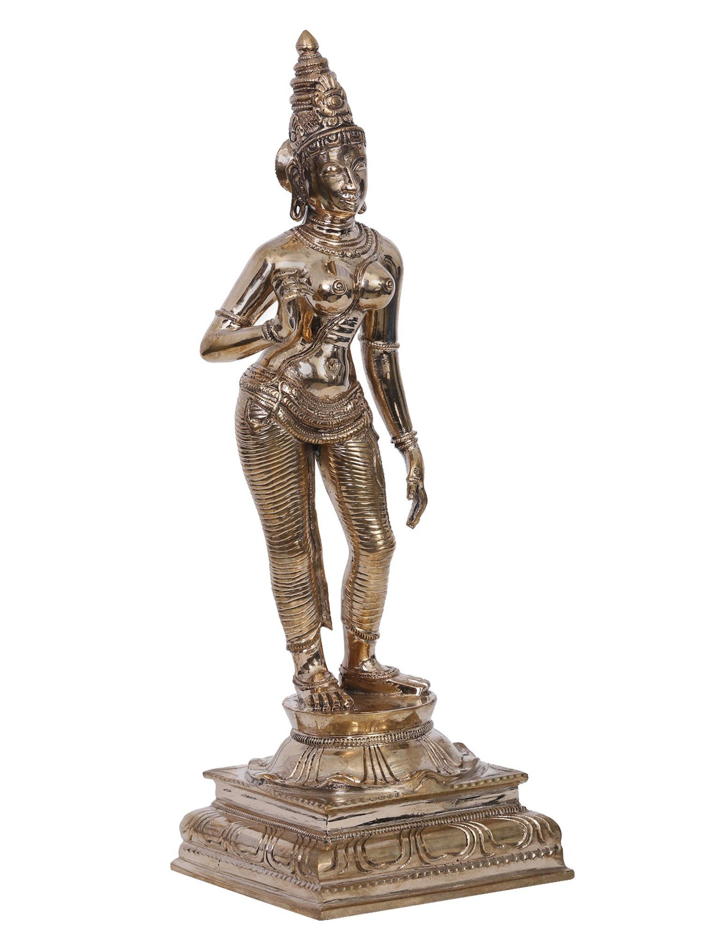 12" Bronze Goddess Standing Parvati Swaroop (Sivagami) | Handmade | Madhuchista Vidhana (Lost-Wax) | Panchaloha Bronze from Swamimalai