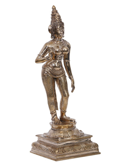 12" Bronze Goddess Standing Parvati Swaroop (Sivagami) | Handmade | Madhuchista Vidhana (Lost-Wax) | Panchaloha Bronze from Swamimalai