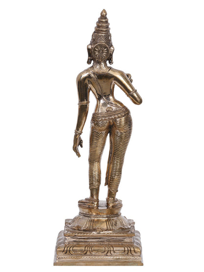 12" Bronze Goddess Standing Parvati Swaroop (Sivagami) | Handmade | Madhuchista Vidhana (Lost-Wax) | Panchaloha Bronze from Swamimalai