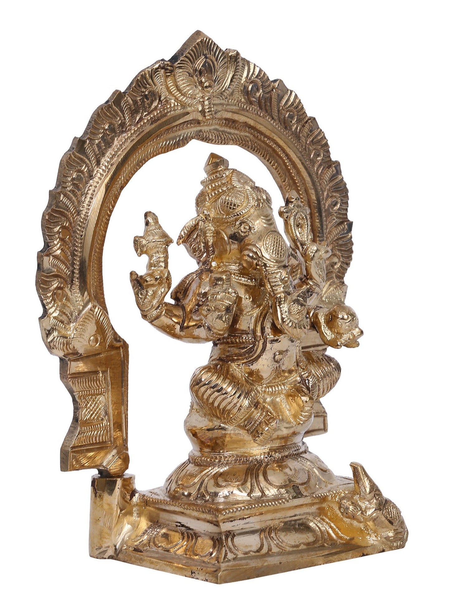 6" Lord Vinayak Bronze Statue With Kirtimukha | Lord Ganesha Idol | Panchaloha Bronze From Swamimalai