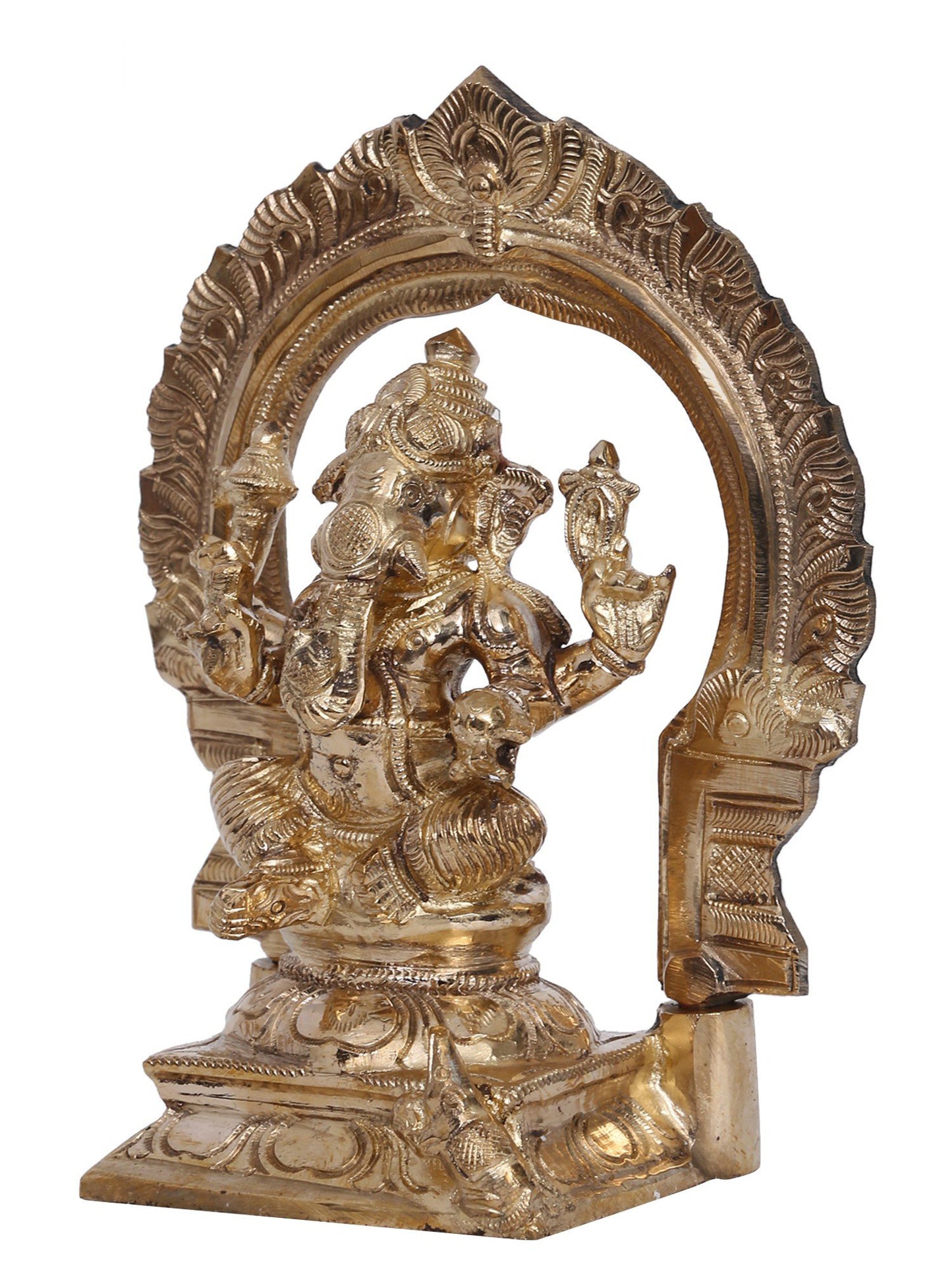 6" Lord Vinayak Bronze Statue With Kirtimukha | Lord Ganesha Idol | Panchaloha Bronze From Swamimalai