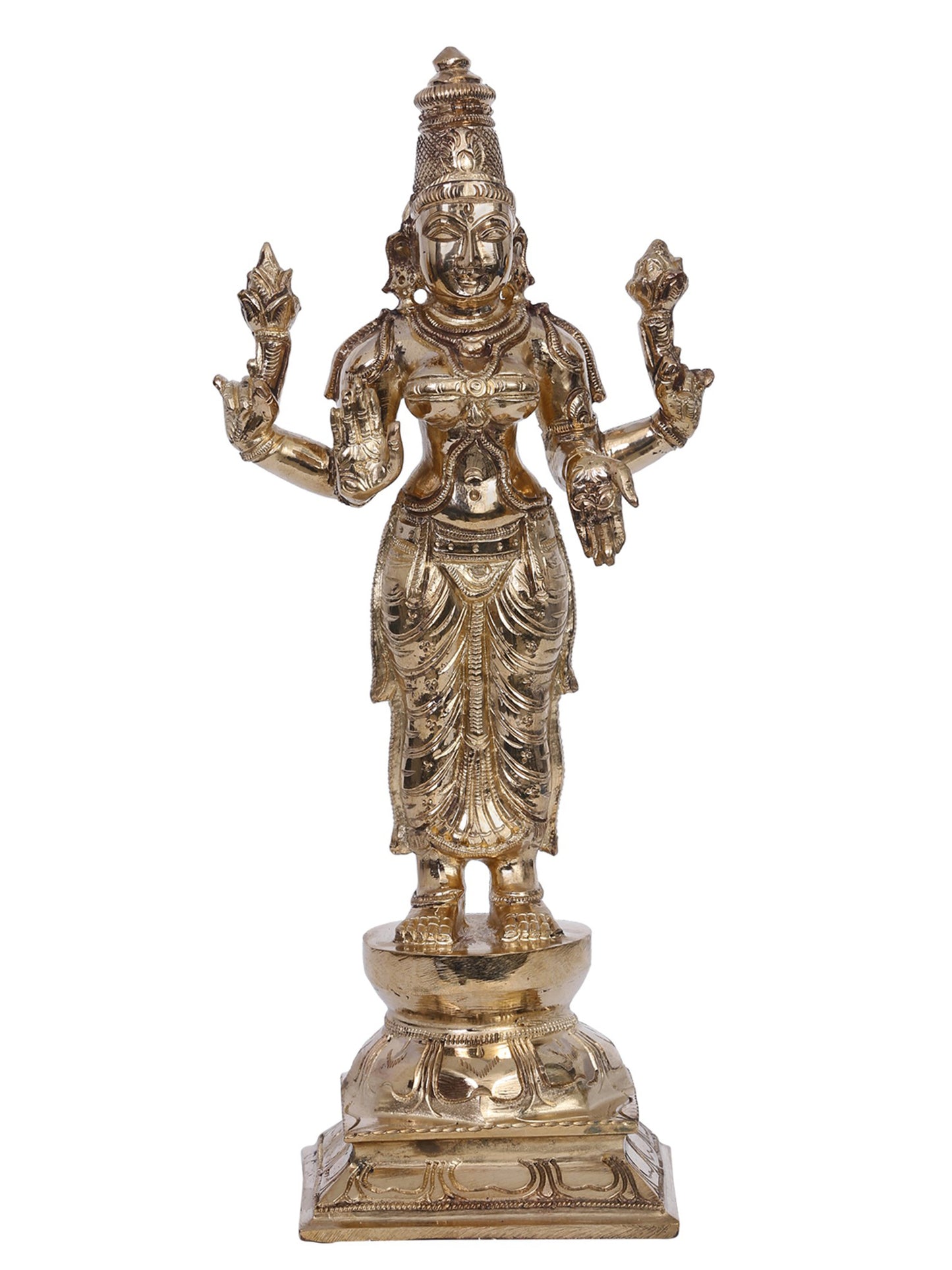 10" Bronze Standing Lakshmi Statue | Madhuchista Vidhana (Lost-Wax) | Panchaloha Bronze from Swamimalai