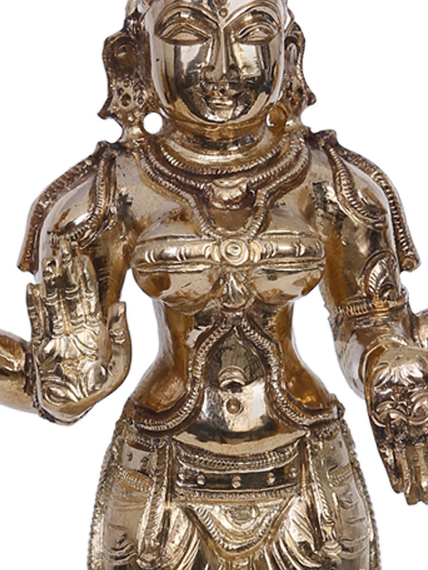 10" Bronze Standing Lakshmi Statue | Madhuchista Vidhana (Lost-Wax) | Panchaloha Bronze from Swamimalai