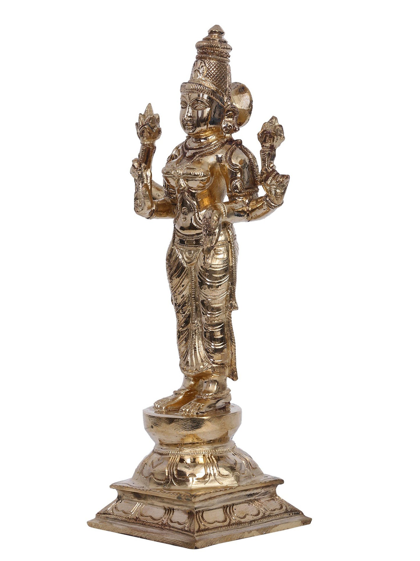 10" Bronze Standing Lakshmi Statue | Madhuchista Vidhana (Lost-Wax) | Panchaloha Bronze from Swamimalai