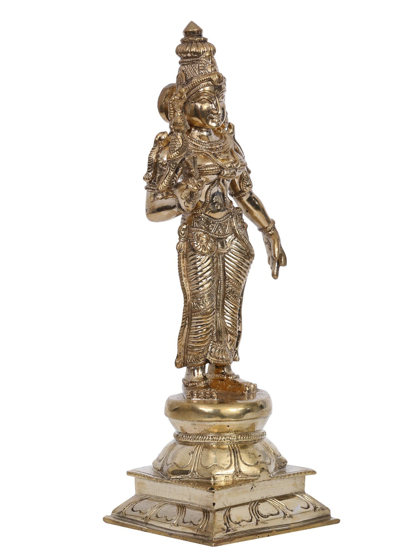 9" Bronze Goddess Parvati (Meenakshi Devi) Idol with Parrot | Madhuchista Vidhana (Lost-Wax) | Panchaloha Bronze from Swamimalai