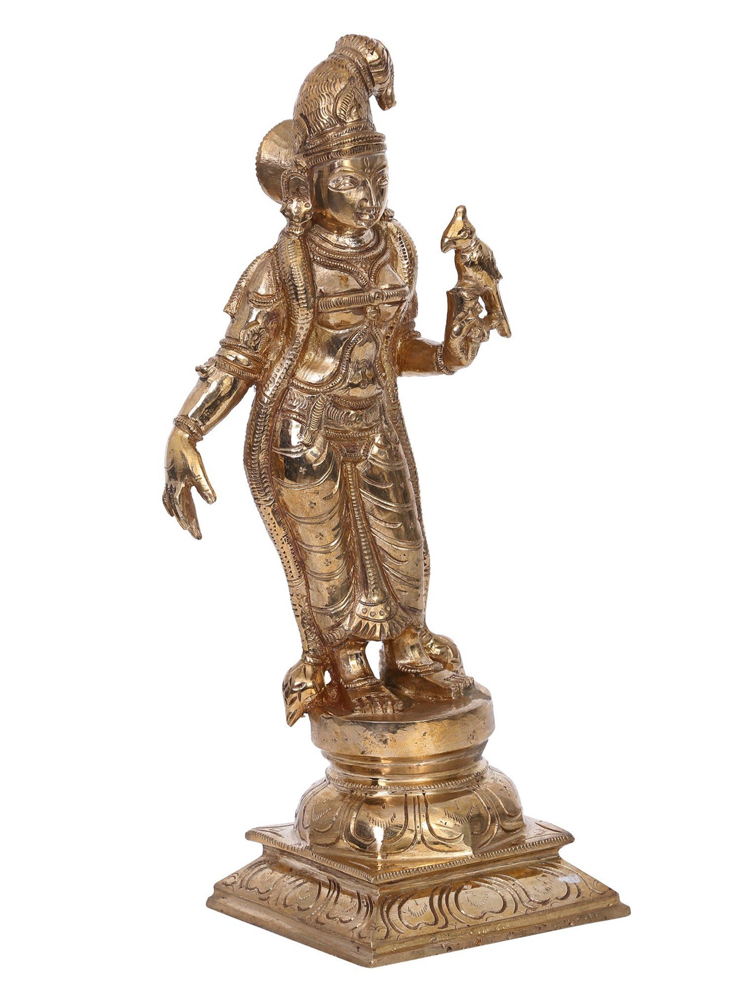 10" Goddess Andal Bronze Statue | Handmade Idol | Madhuchista Vidhana (Lost-Wax) | Panchaloha Bronze from Swamimalai