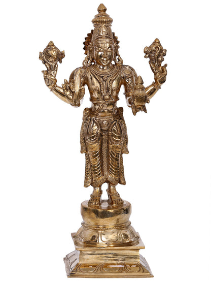 14" Lord Dhanvantari Panchaloha Bronze Statue from Swamimalai | Handmade Idol | Madhuchista Vidhana (Lost-Wax)