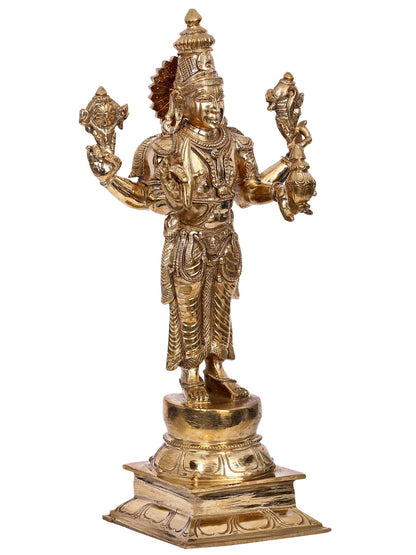 14" Lord Dhanvantari Panchaloha Bronze Statue from Swamimalai | Handmade Idol | Madhuchista Vidhana (Lost-Wax)