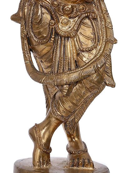 14" Standing Lord Krishna Bronze Statue Playing Flute | Madhuchista Vidhana (Lost-Wax) | Lord Krishna Statue | Panchaloha Bronze From Swamimalai