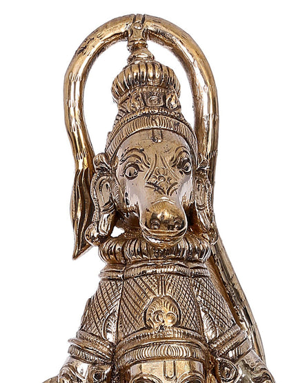 14" Standing Panchamukhi Hanuman Panchaloha Bronze Statue from Swamimalai | Handmade Hanuman Idol