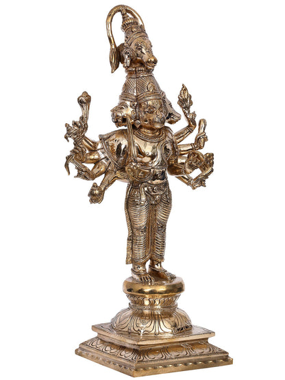 14" Standing Panchamukhi Hanuman Panchaloha Bronze Statue from Swamimalai | Handmade Hanuman Idol