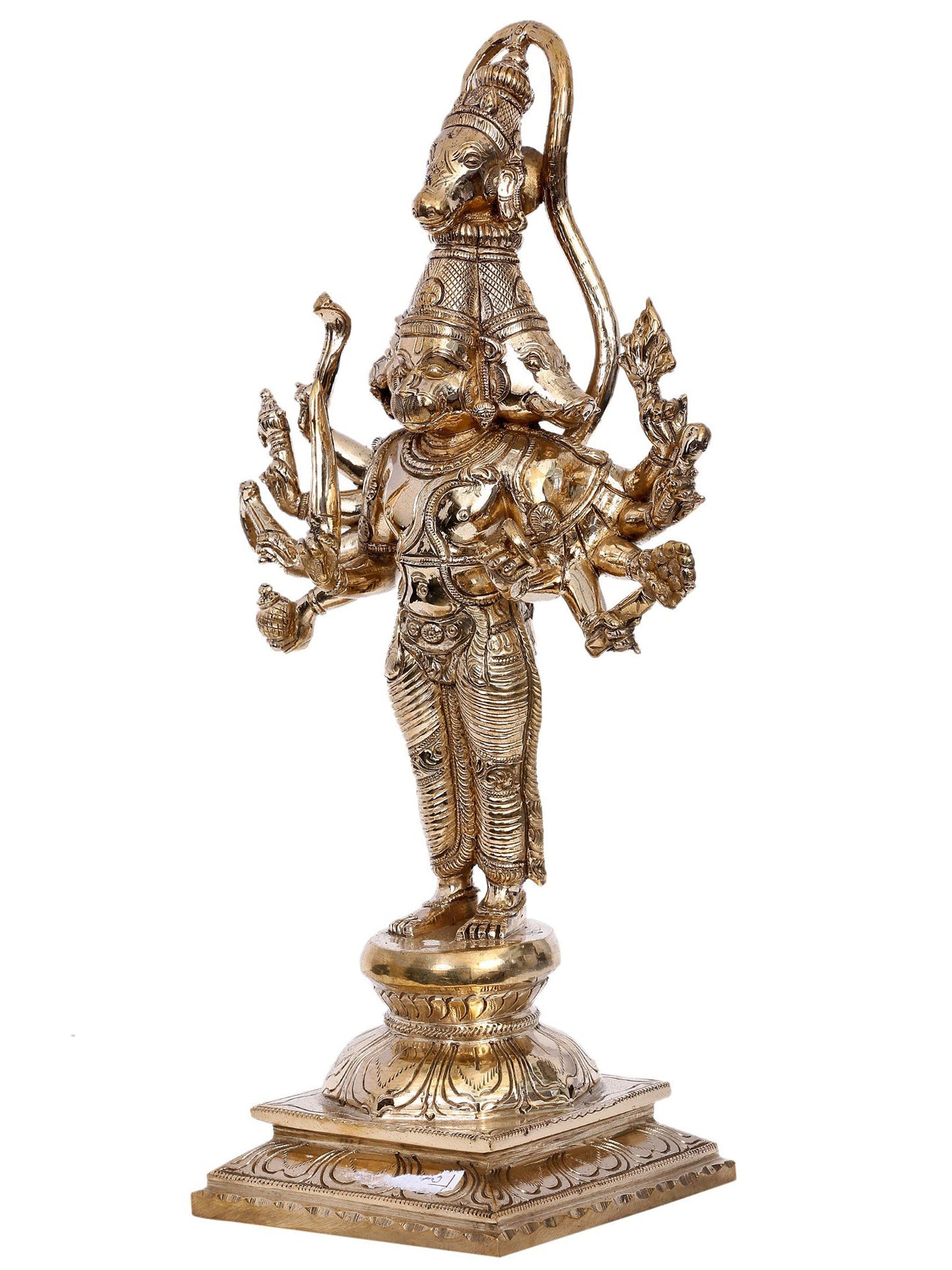 14" Standing Panchamukhi Hanuman Panchaloha Bronze Statue from Swamimalai | Handmade Hanuman Idol