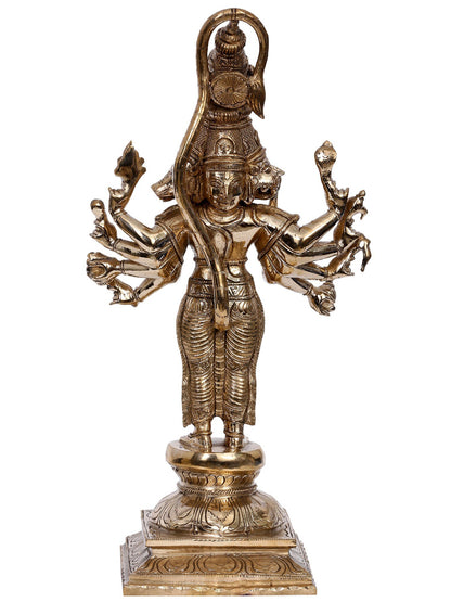 14" Standing Panchamukhi Hanuman Panchaloha Bronze Statue from Swamimalai | Handmade Hanuman Idol