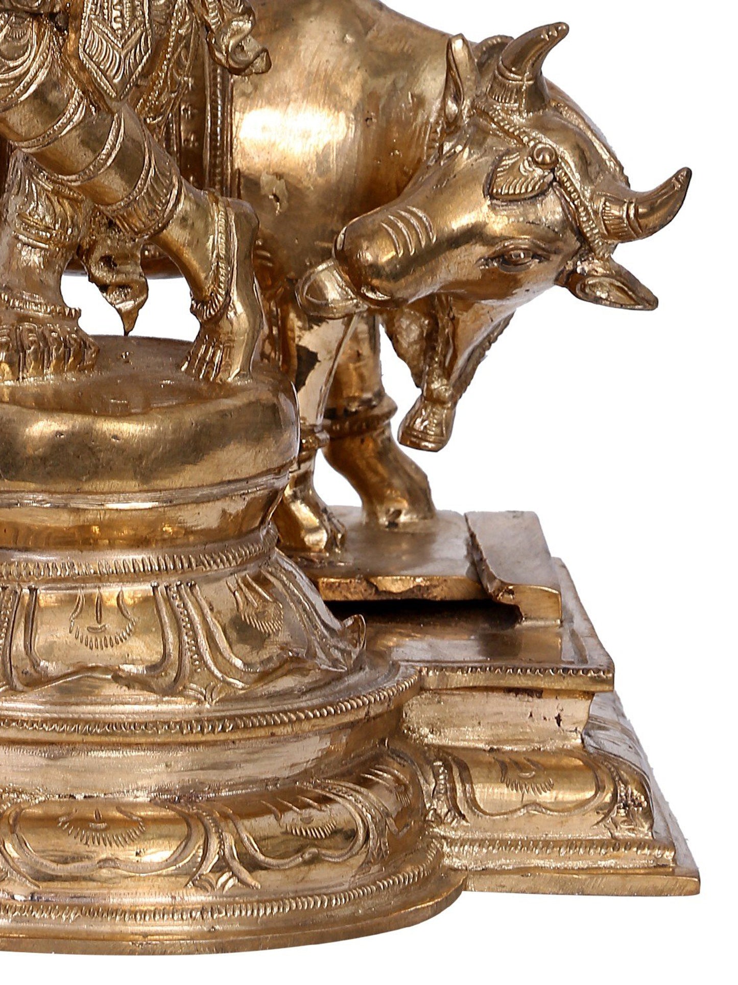 13" Bronze Lord Krishna Idol with Cow | Handmade Krishna Idol | Madhuchista Vidhana (Lost-Wax) | Panchaloha Bronze from Swamimalai