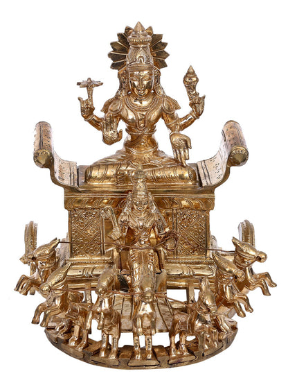 9" Surya Narayan Bronze Statue | Madhuchista Vidhana (Lost-Wax) | Handmade Idol | Panchaloha Bronze from Swamimalai