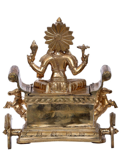 9" Surya Narayan Bronze Statue | Madhuchista Vidhana (Lost-Wax) | Handmade Idol | Panchaloha Bronze from Swamimalai