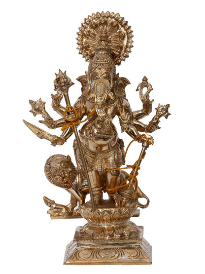 13" Sinha Ganapati Panchaloha Bronze Statue from Swamimalai | Handmade Statue | Madhuchista Vidhana (Lost-Wax)