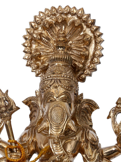 13" Sinha Ganapati Panchaloha Bronze Statue from Swamimalai | Handmade Statue | Madhuchista Vidhana (Lost-Wax)