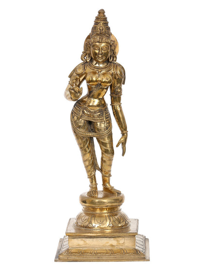 16" Bronze Standing Goddess Sivagami (Bhoga Shakti) | Madhuchista Vidhana (Lost-Wax) | Panchaloha Bronze from Swamimalai