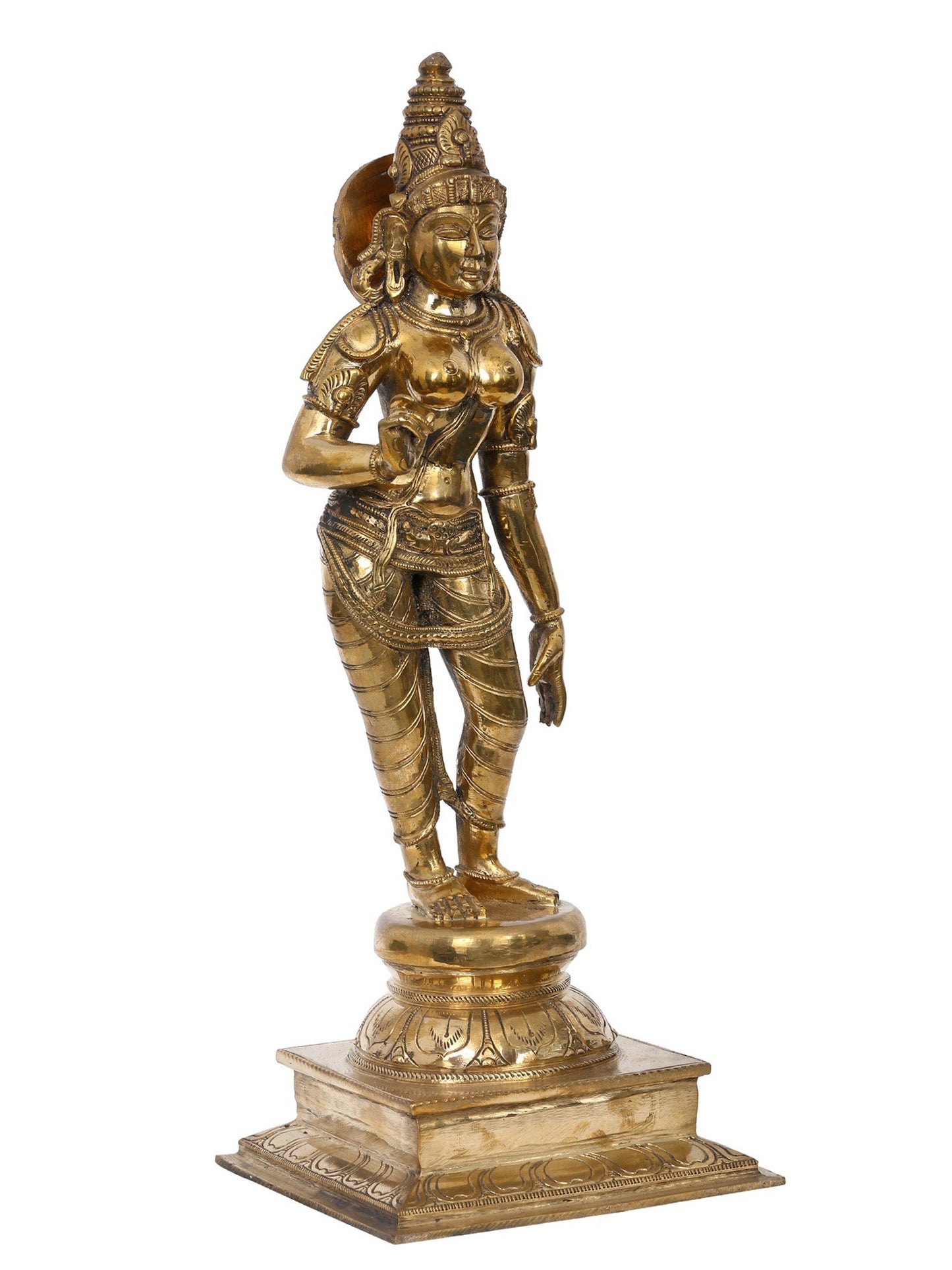 16" Bronze Standing Goddess Sivagami (Bhoga Shakti) | Madhuchista Vidhana (Lost-Wax) | Panchaloha Bronze from Swamimalai