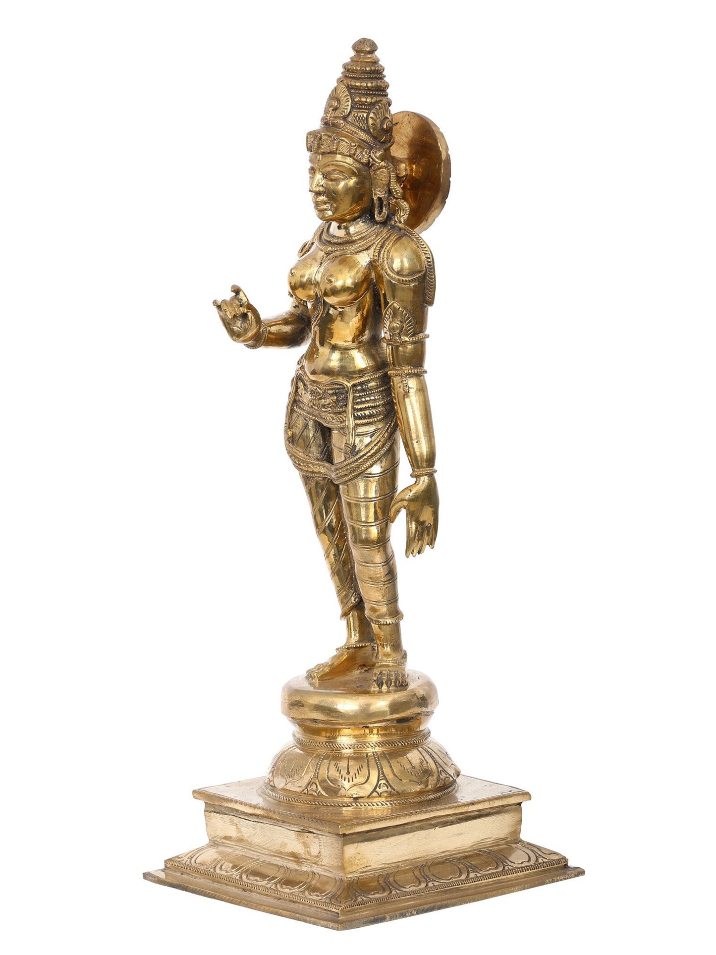 16" Bronze Standing Goddess Sivagami (Bhoga Shakti) | Madhuchista Vidhana (Lost-Wax) | Panchaloha Bronze from Swamimalai