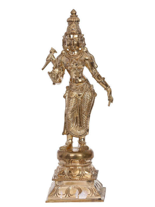 12" Goddess Andal Bronze Statue | Madhuchista Vidhana (Lost-Wax) | Panchaloha Bronze from Swamimalai