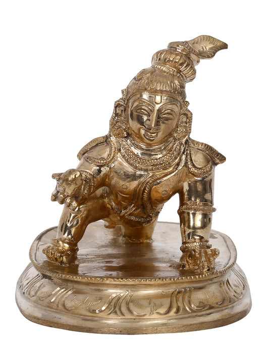 4" Small Bronze Laddu Gopal Statue | Handmade | Panchaloha Bronze from Swamimalai