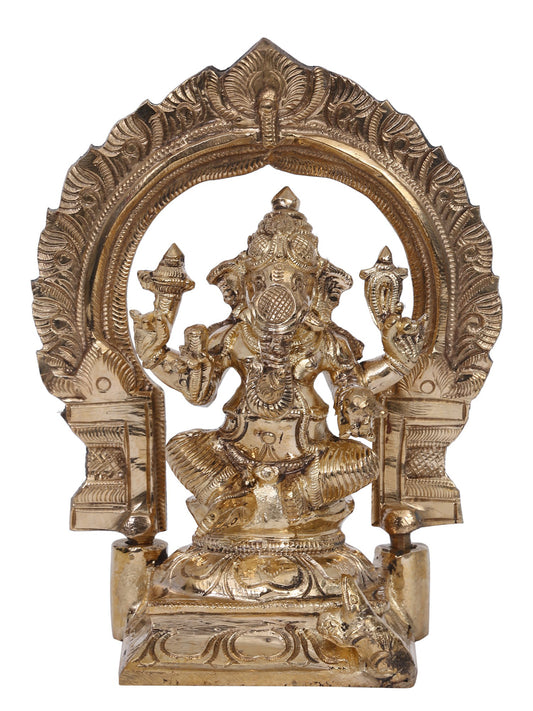 6" Lord Ganesha Bronze Sculpture | Madhuchista Vidhana (Lost-Wax) | Panchaloha Bronze from Swamimalai