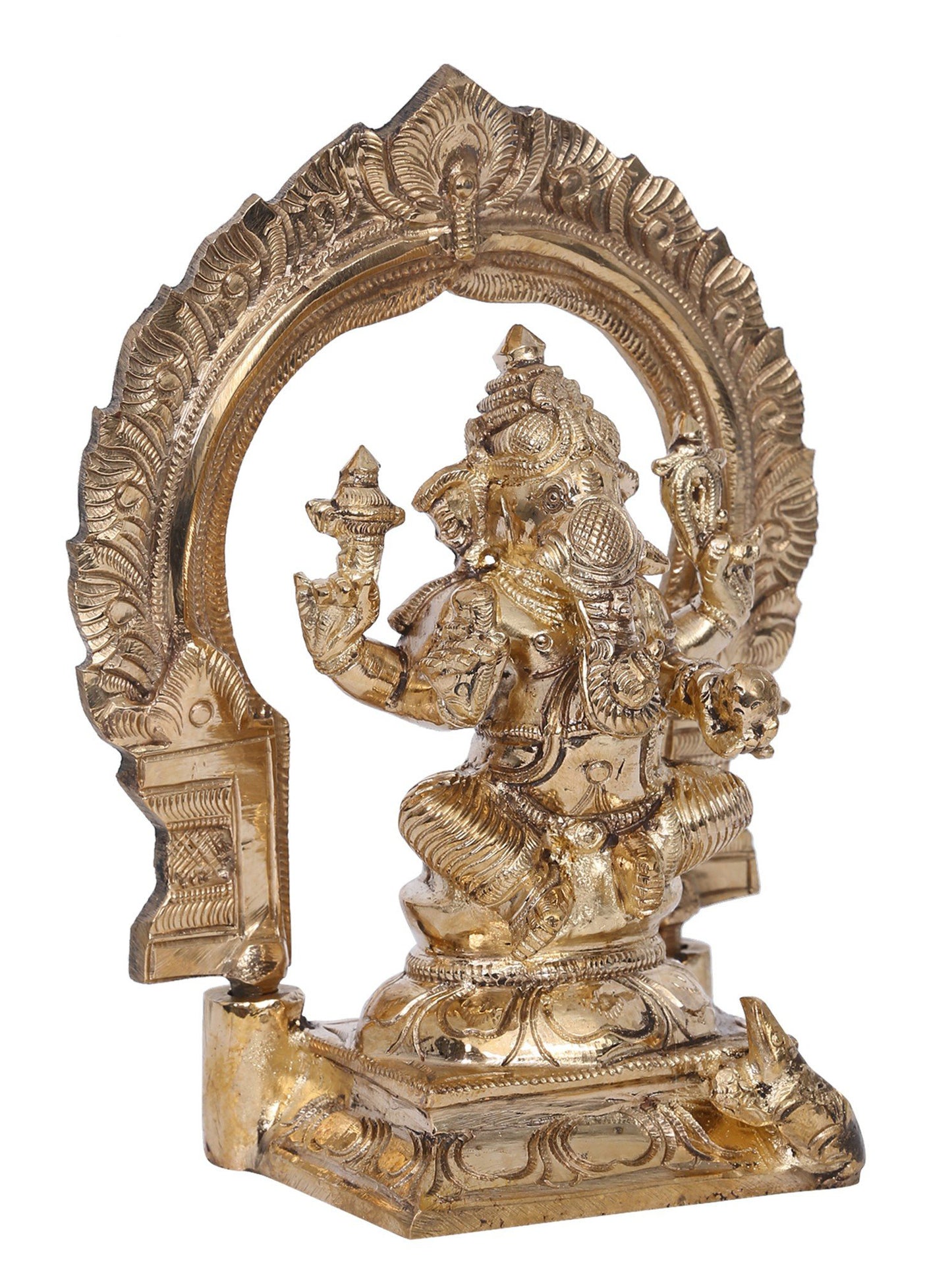 6" Lord Ganesha Bronze Sculpture | Madhuchista Vidhana (Lost-Wax) | Panchaloha Bronze from Swamimalai