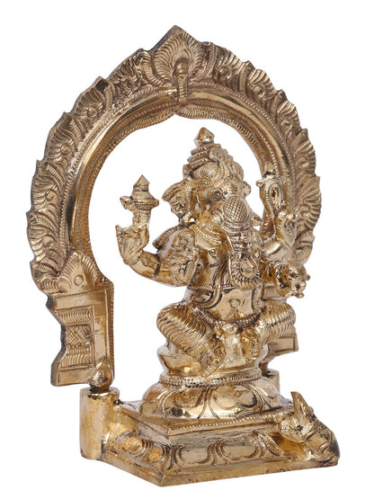 6" Lord Ganesha Bronze Sculpture | Madhuchista Vidhana (Lost-Wax) | Panchaloha Bronze from Swamimalai