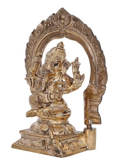 6" Lord Ganesha Bronze Sculpture | Madhuchista Vidhana (Lost-Wax) | Panchaloha Bronze from Swamimalai