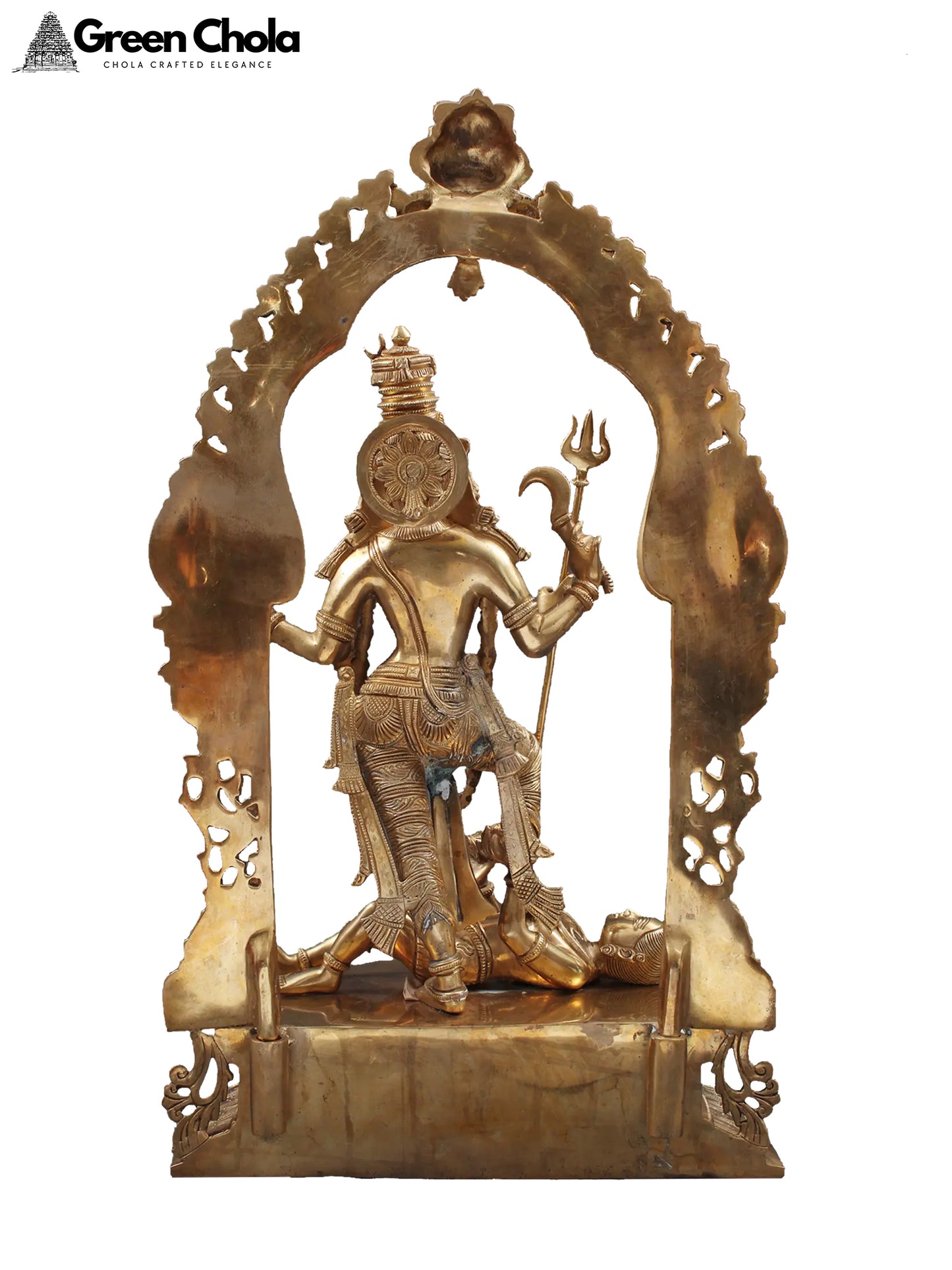 22" Large Superfine Brass Goddess Kali Sculpture with Kirtimukha