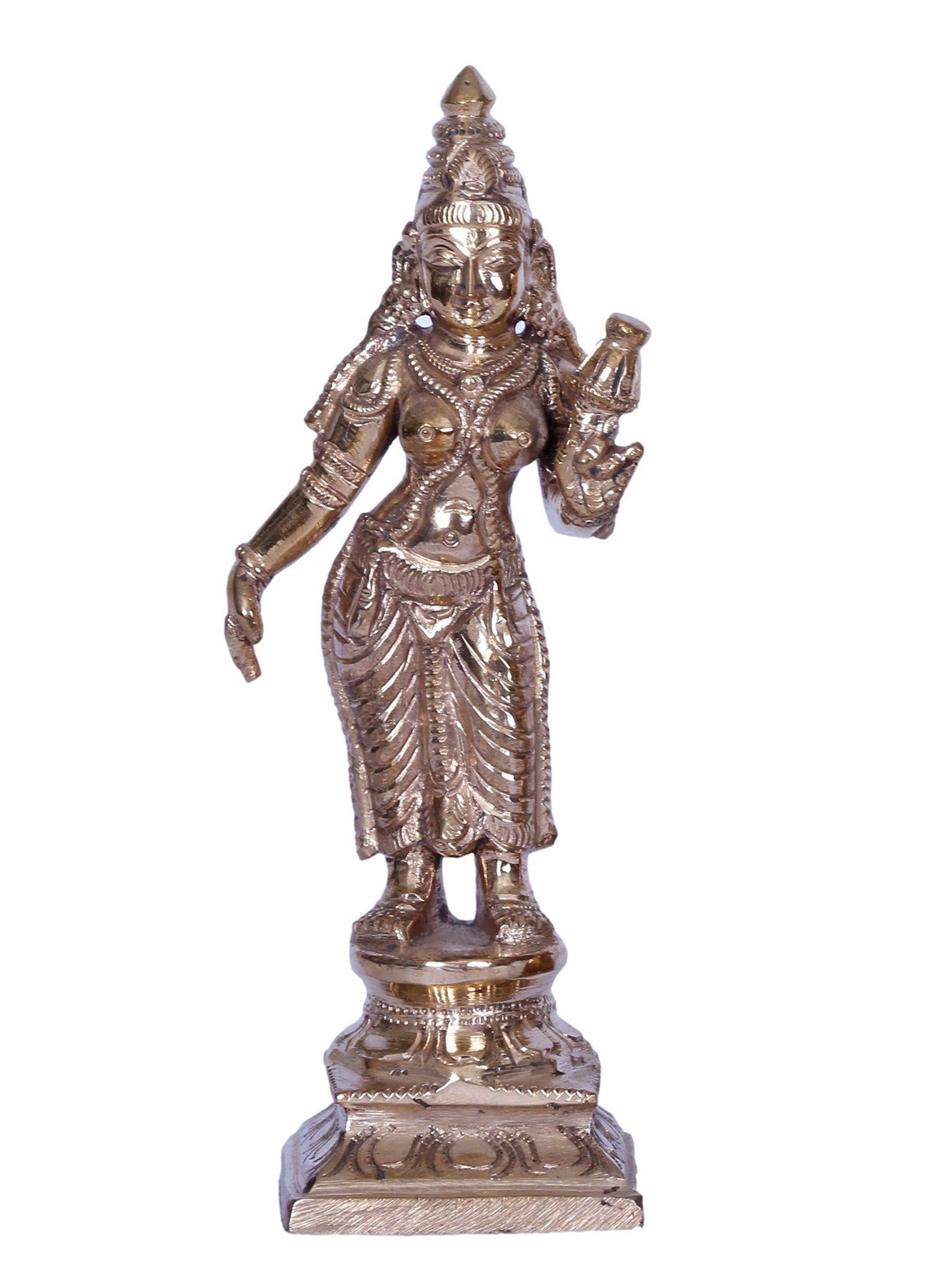 7" Lord Karttikeya with Devasena & Valli | Madhuchista Vidhana (Lost-Wax) | Panchaloha Bronze from Swamimalai