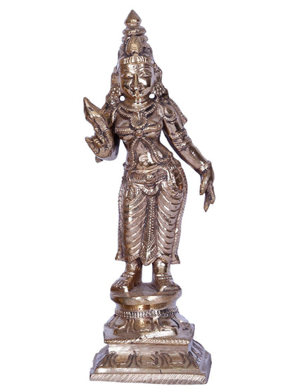 7" Lord Karttikeya with Devasena & Valli | Madhuchista Vidhana (Lost-Wax) | Panchaloha Bronze from Swamimalai